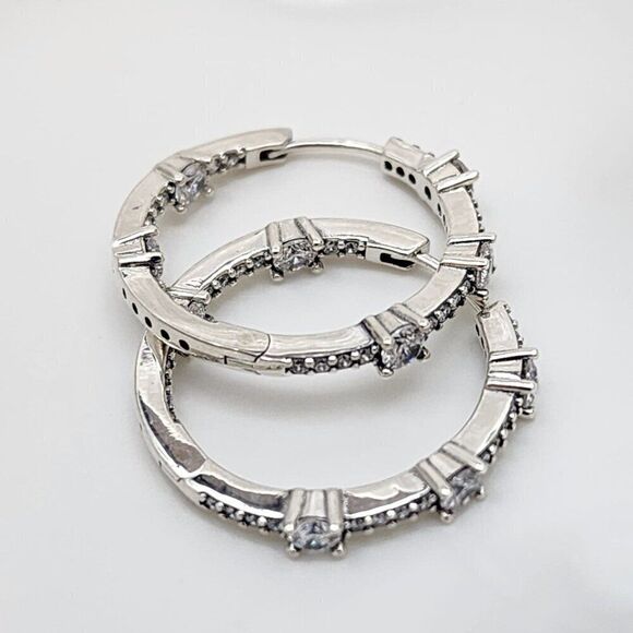 Pandora Sparkling Hoop Earrings - Picture 4 of 5